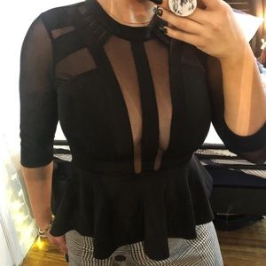 Mesh Peplum Party Top